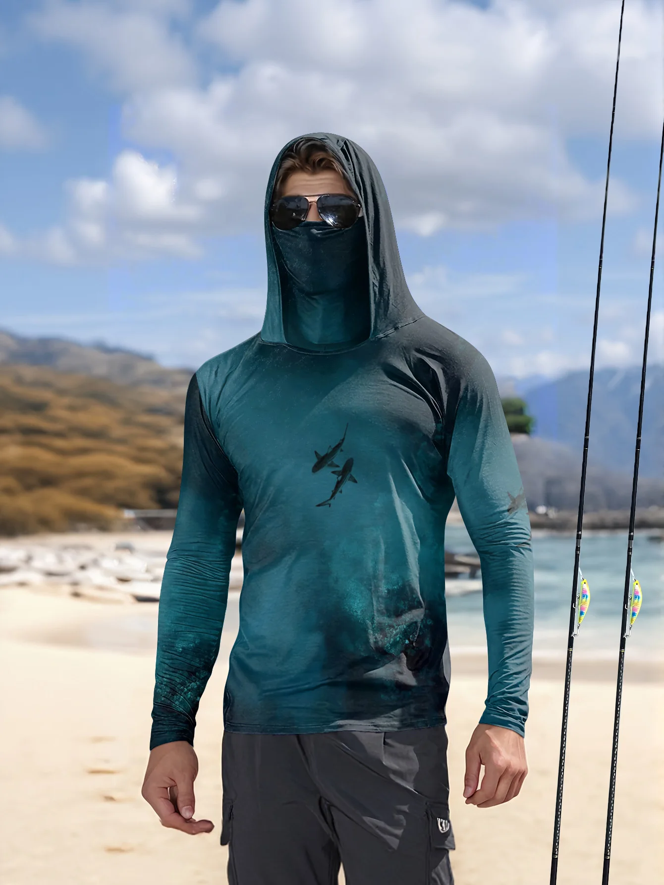 Camisola de pesca com capuz pa - Fishing Mask Sun Protection avaliação e preço